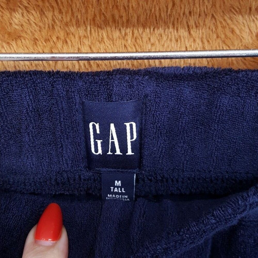 GAP Pants Womens Tall Medium Navy Pull On Relaxed Straight Leg Terry Lounge - Picture 2 of 8